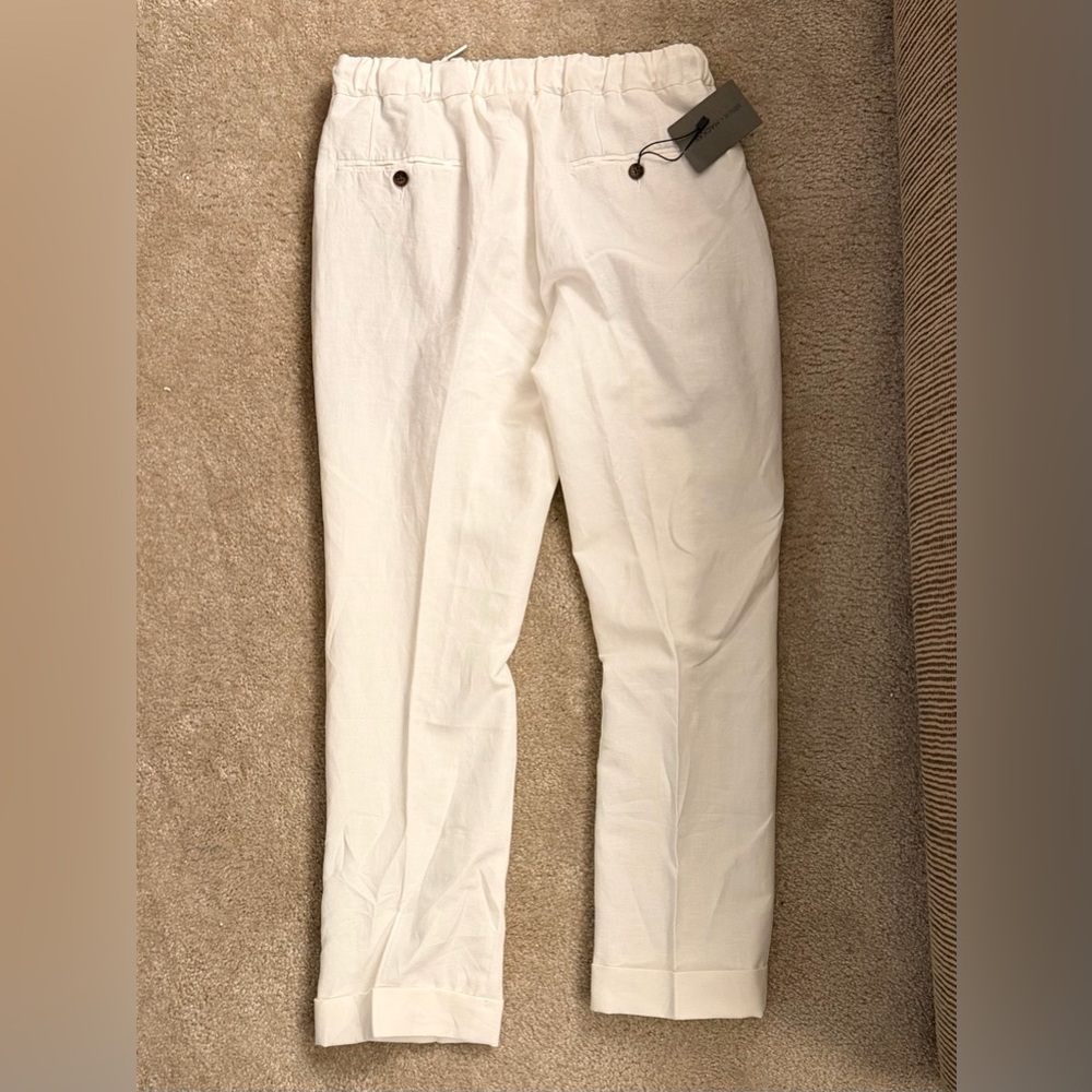 Spier & Mackay Men's White Casual Linen Pants Straight Fit 32x28